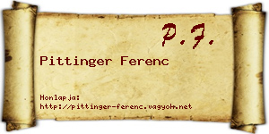 Pittinger Ferenc névjegykártya
